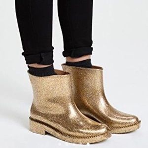 Melissa Rain Boots Sparkly Gold
